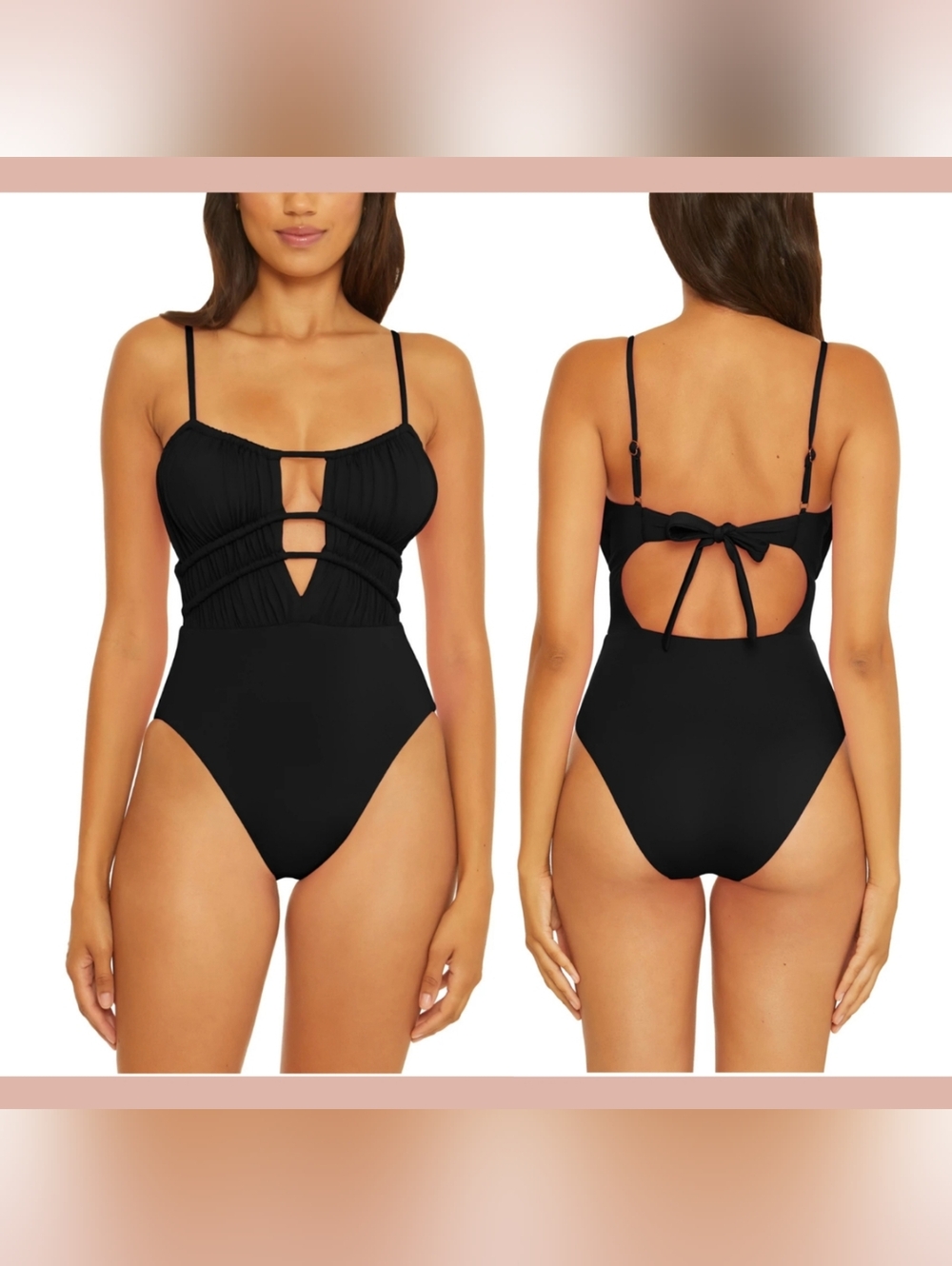 Black Strappy Flattering Adjustable One-Piece Swimsuit